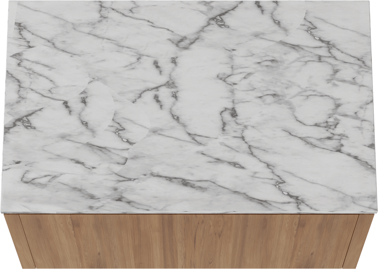 Balmani Eclips zwevend badkamermeubel 90 x 55 cm Teak met Stretto enkel tablet in Carrara marmer