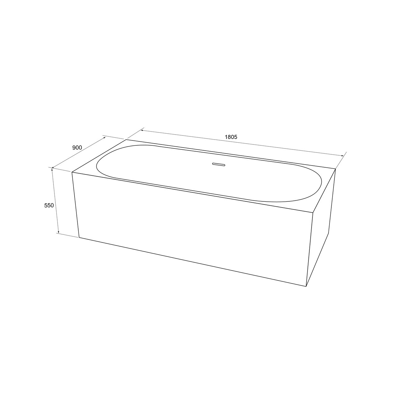 Balmani Rallanta Cresta rechthoekig vrijstaand bad 180 x 90 cm Solid Surface mat wit