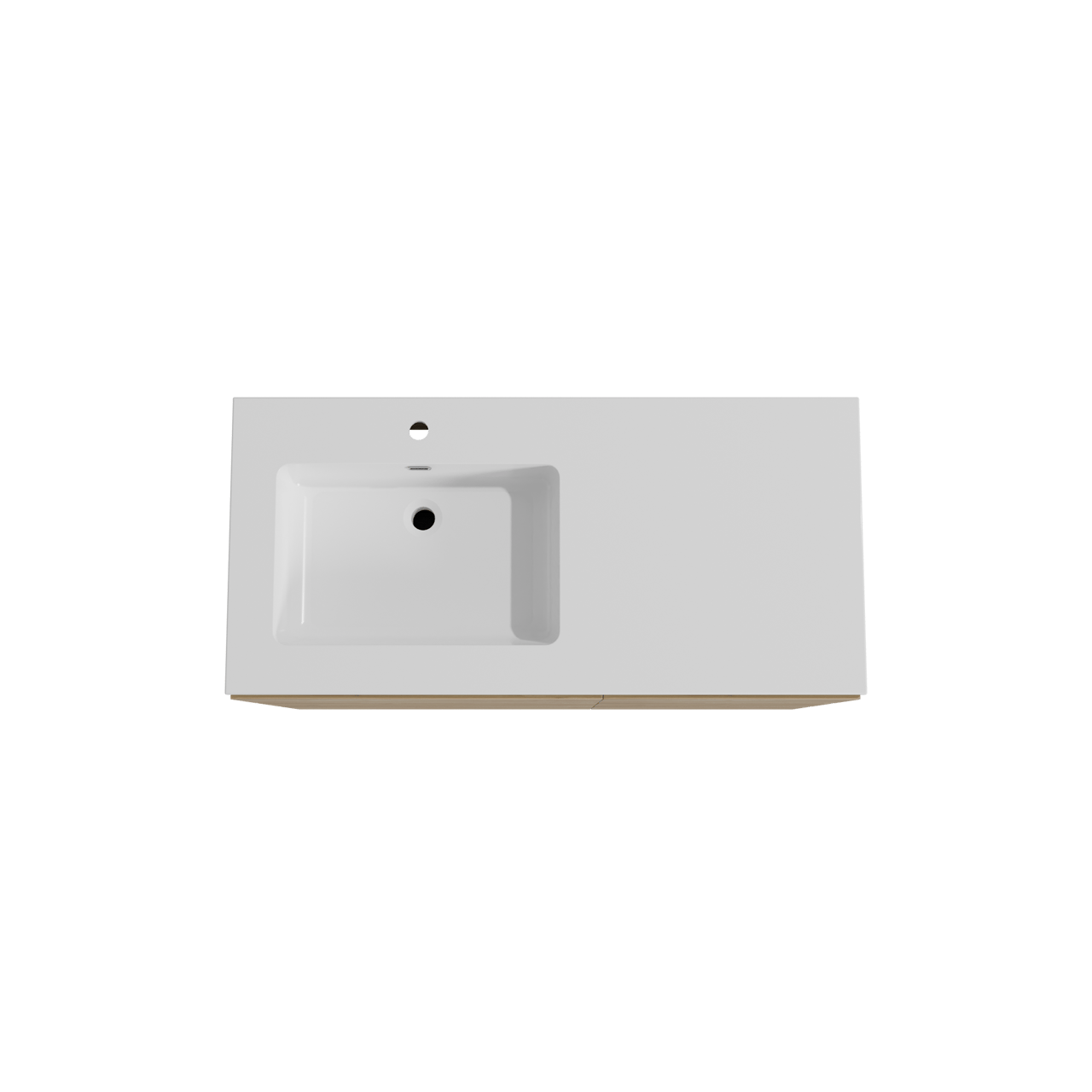 Storke Edge meuble salle de bains à poser 110 x 52 cm chêne brut avec Diva plan vasque asymétrique à gauche en marbre composite blanc brillant