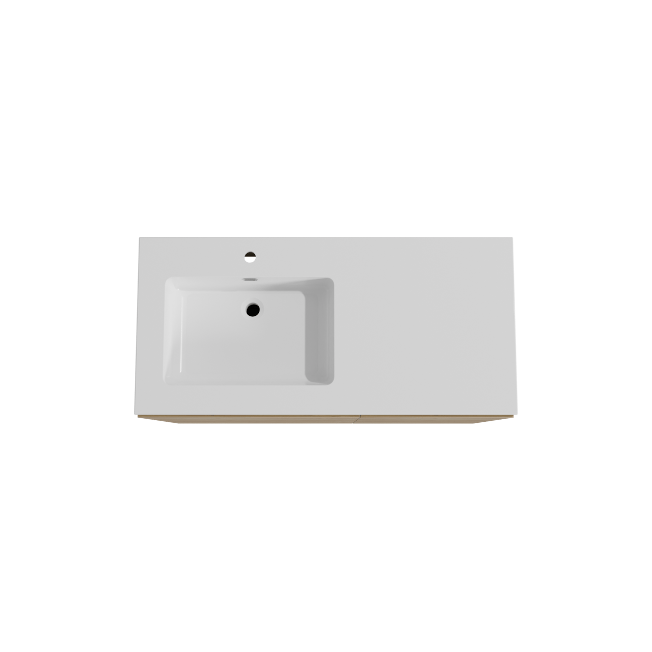 Storke Edge freistehendes Möbelstück Set: 110 x 52 cm, Rohe Eiche, mit Diva Waschtisch links, Marmorkomposit Weiß glänzend