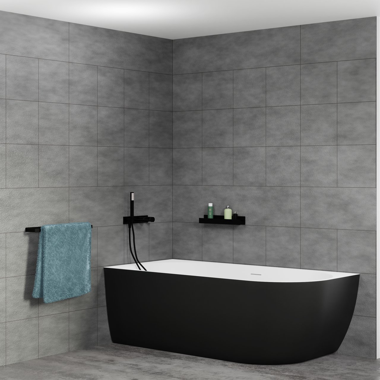 Luca Varess Otello 2-Personen-Eckbadewanne: links, 170 x 80 cm, Acryl, Schwarz Matt