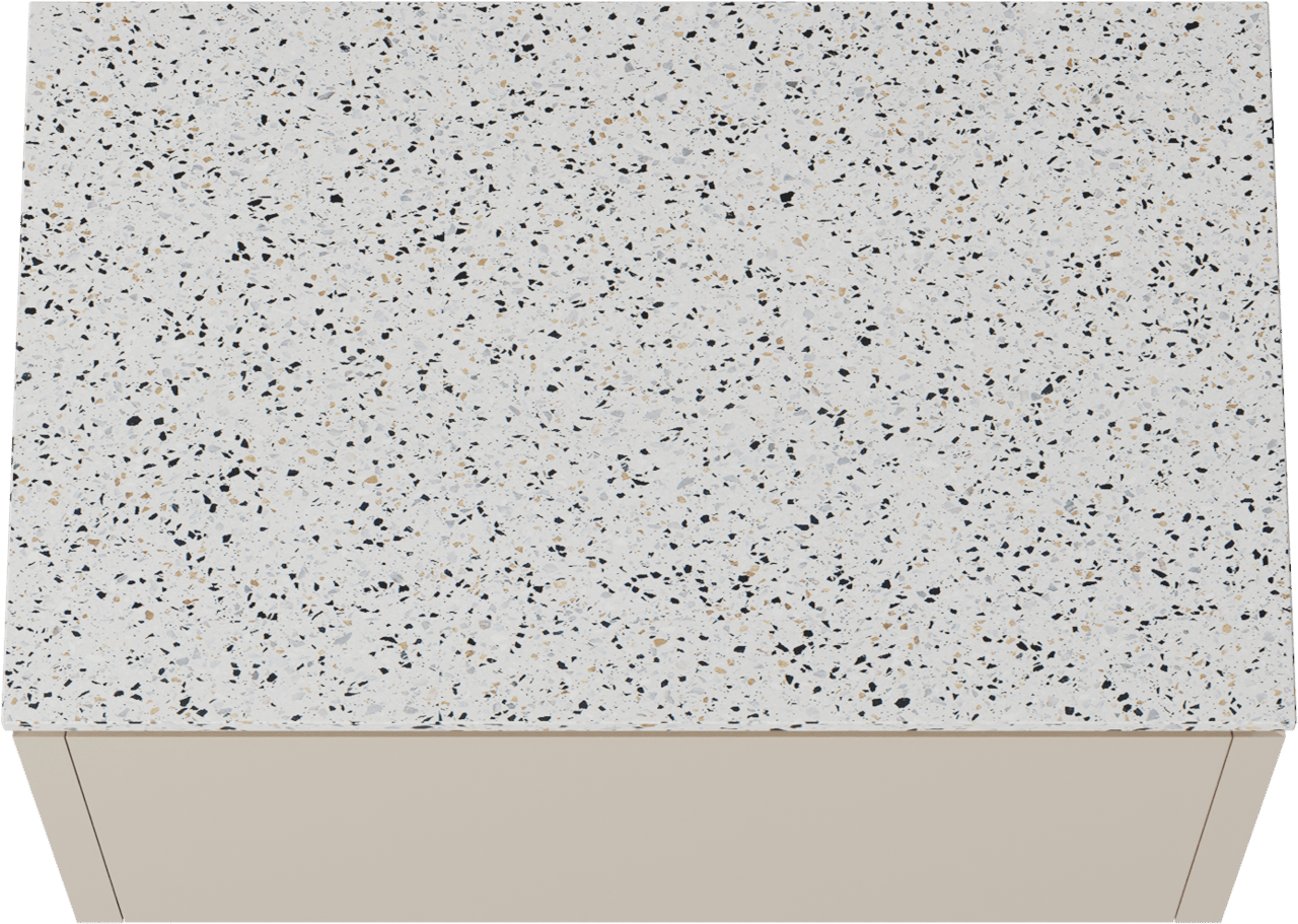 Balmani Eclips zwevend badkamermeubel 90 x 55 cm Sandbeige met Stretto enkel tablet in Bianco Nero Terrazzo
