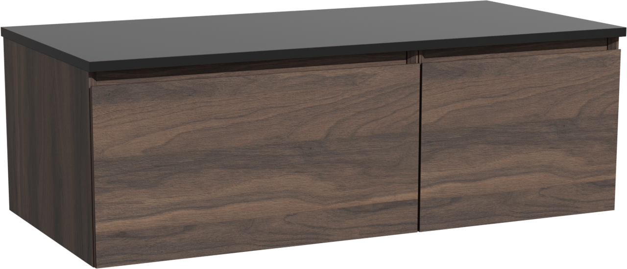 Storke Edge meuble salle de bains suspendu 110 x 52 cm noyer avec Panton tablette simple en mdf enduit de poudre noir mat