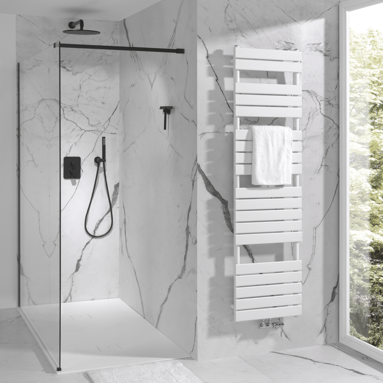 Blaufoss douchewisser mat zwart met ophangsysteem voor muurbevestiging