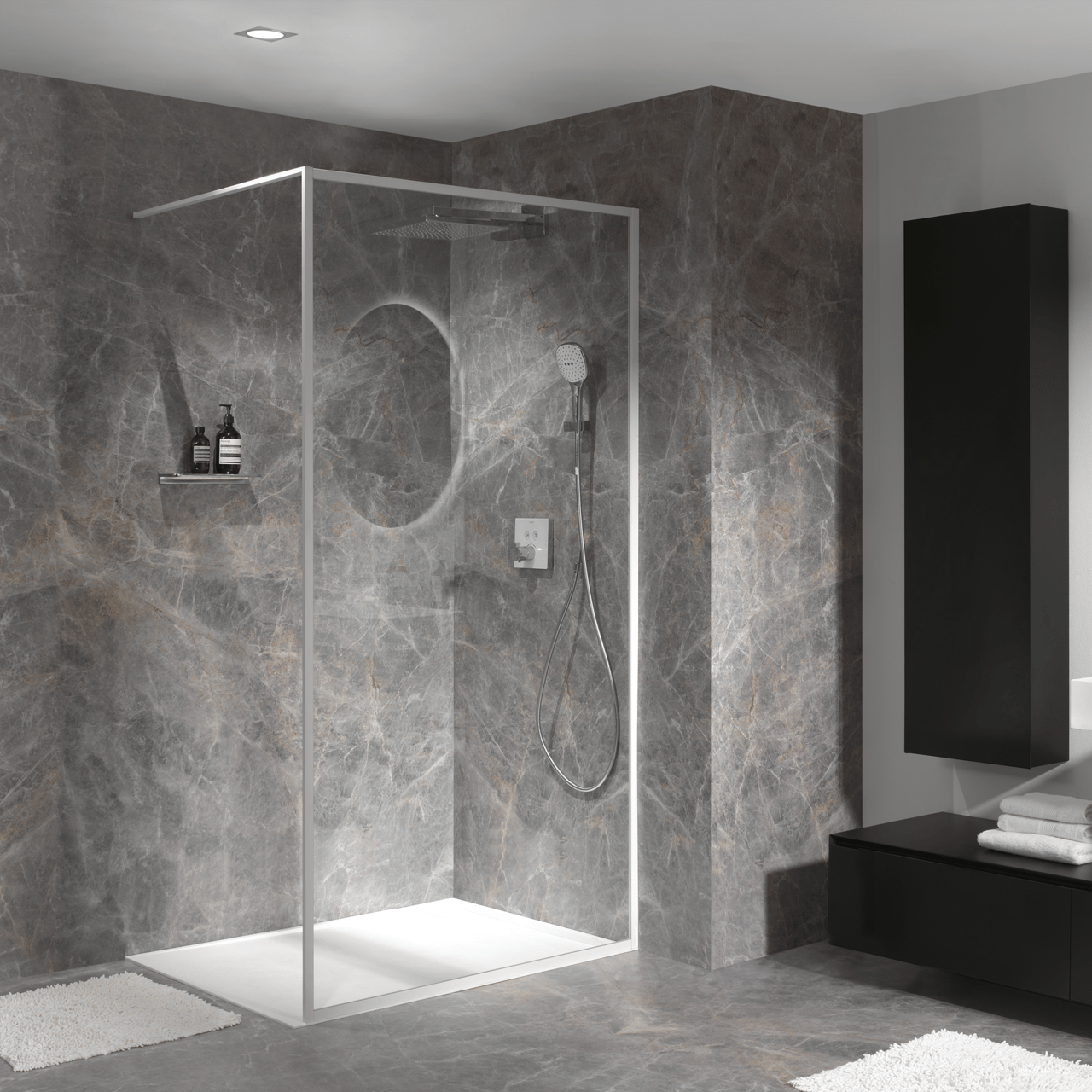 Blaufoss Rainfall Square Move support mural douchette chrome brillant