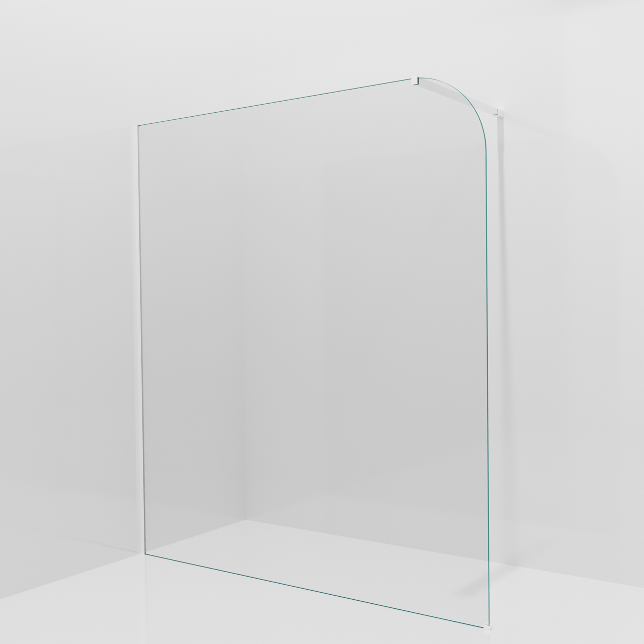 Balmani Modular inloopdouche: 180 x 200 cm, Helder glas afgerond, Mat witte profielen