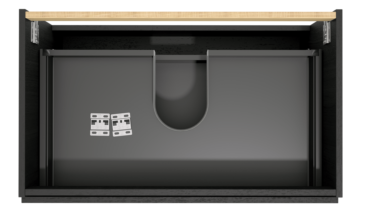 Balmani Lucida hängender Waschbeckenunterschrank: 90 x 55 cm, Eiche Schwarz, 2 Schubladen