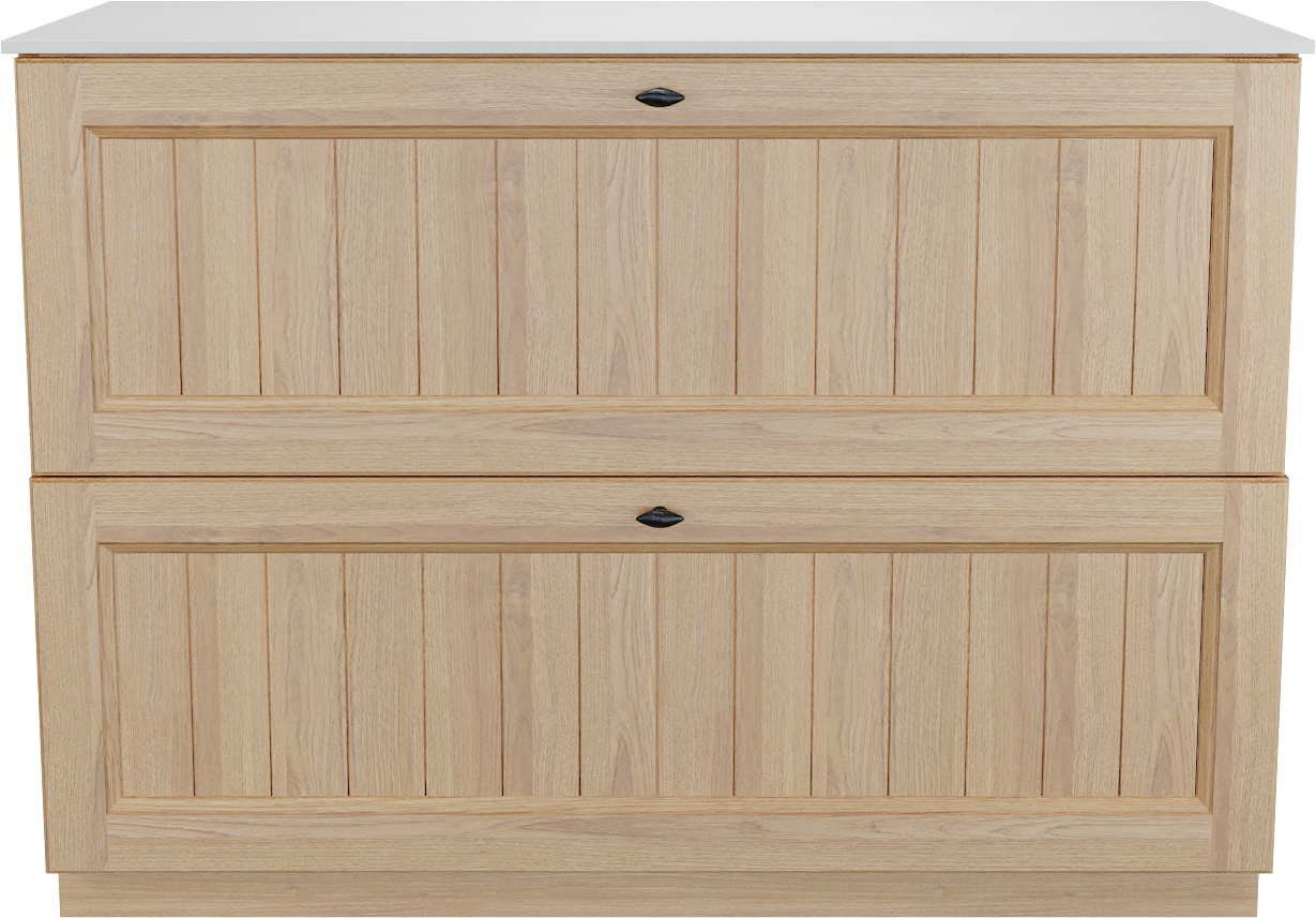 Balmani Lemon freistehendes Möbelstück Set: 120 x 55 cm, Naturbelassene Eiche Furnier, mit Stretto Einzel- oder Doppel Waschtischplatte, Weiß matt