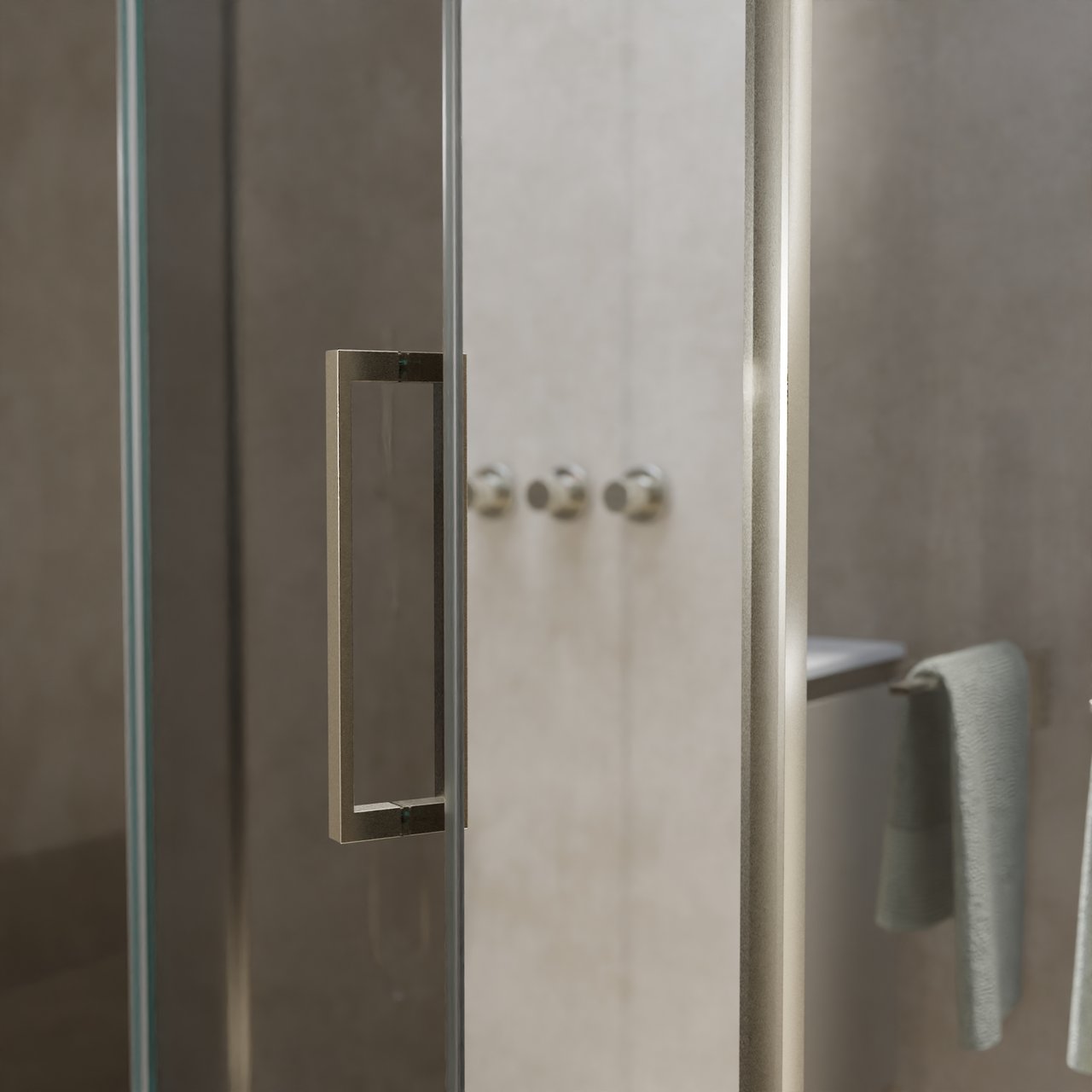 Balmani Senses Design douche en coin avec porte pivotante à gauche et paroi latérale fixe, 140 x 90 cm, Miroir Reflex, Profil Brushed CoolMetal