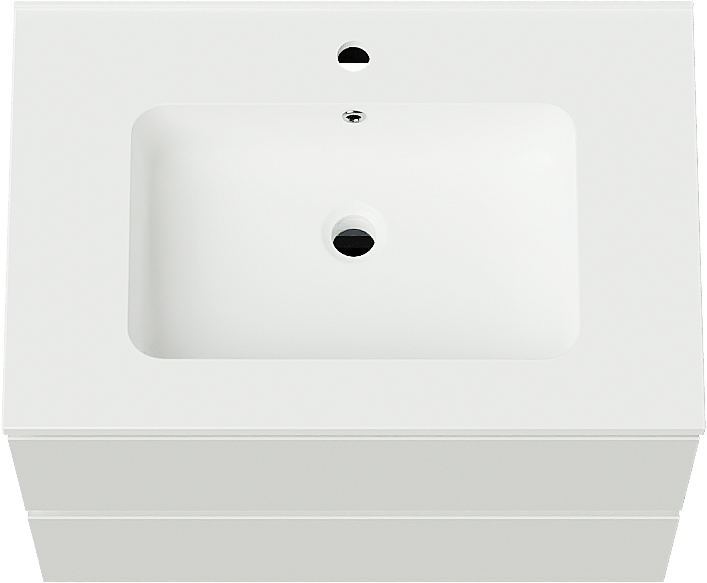 Linie Lado meuble salle de bains suspendu 70 x 46 cm blanc brillant avec Vano plan simple en marbre composite blanc mat