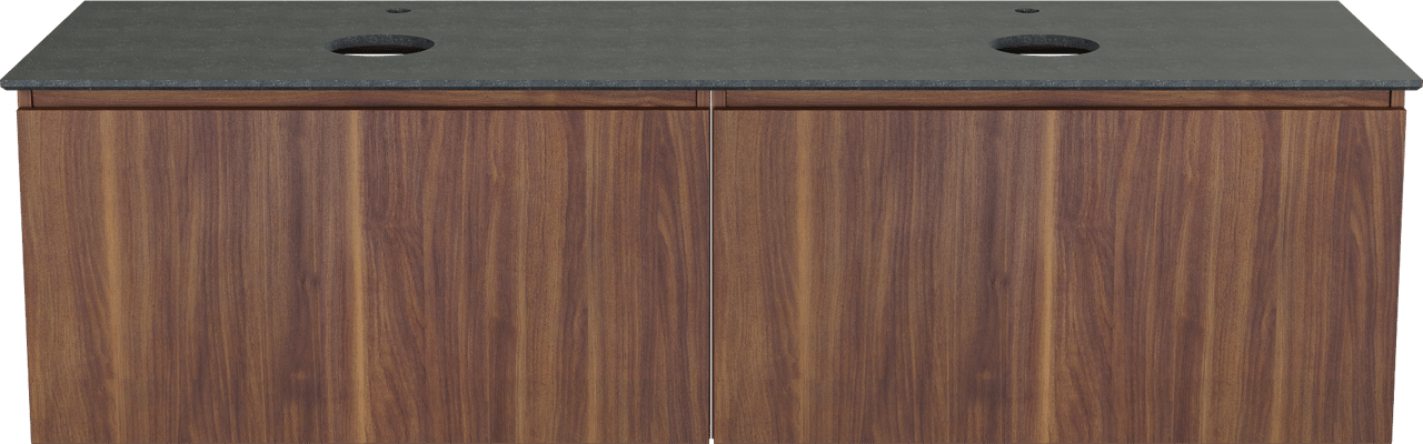 Balmani Sfera meuble salle de bains suspendu 180 x 55 cm noyer américain avec Facetta tablette double en granit noir