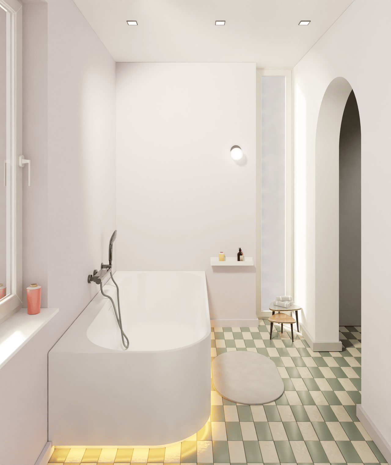 Luca Varess Laguna baignoire d'angle droite duo avec LED 170 x 85 cm acrylique blanc mat