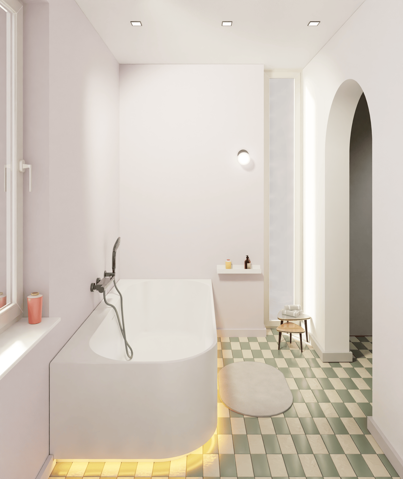 Luca Varess Laguna baignoire d'angle droite duo avec LED 170 x 85 cm acrylique blanc mat