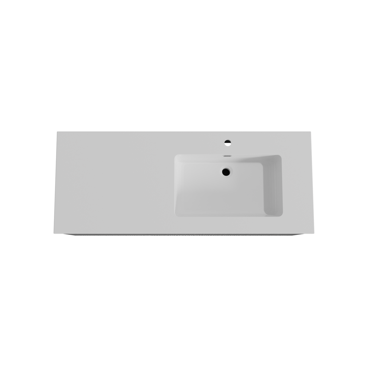 Storke Ribs zwevend badmeubel 130 x 52 cm zwart eiken met Diva asymmetrisch rechtse wastafel in composietmarmer hoogglans wit, Verticale asymmetrische rechte ribbel