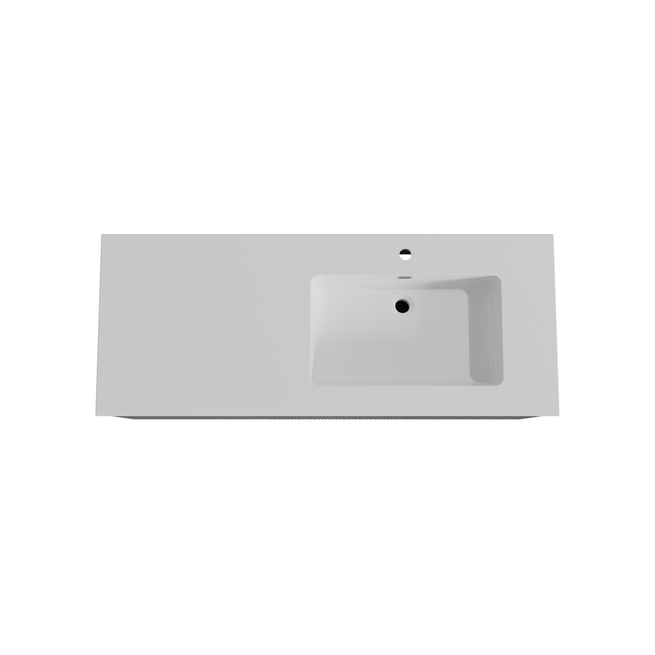 Storke Ribs zwevend badmeubel 130 x 52 cm zwart eiken met Diva asymmetrisch rechtse wastafel in composietmarmer hoogglans wit, Verticale asymmetrische rechte ribbel