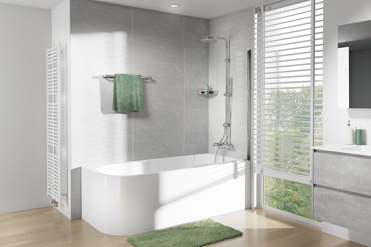 Linie Milos Badewannenaufsatz: 85 cm, Chrom Profil