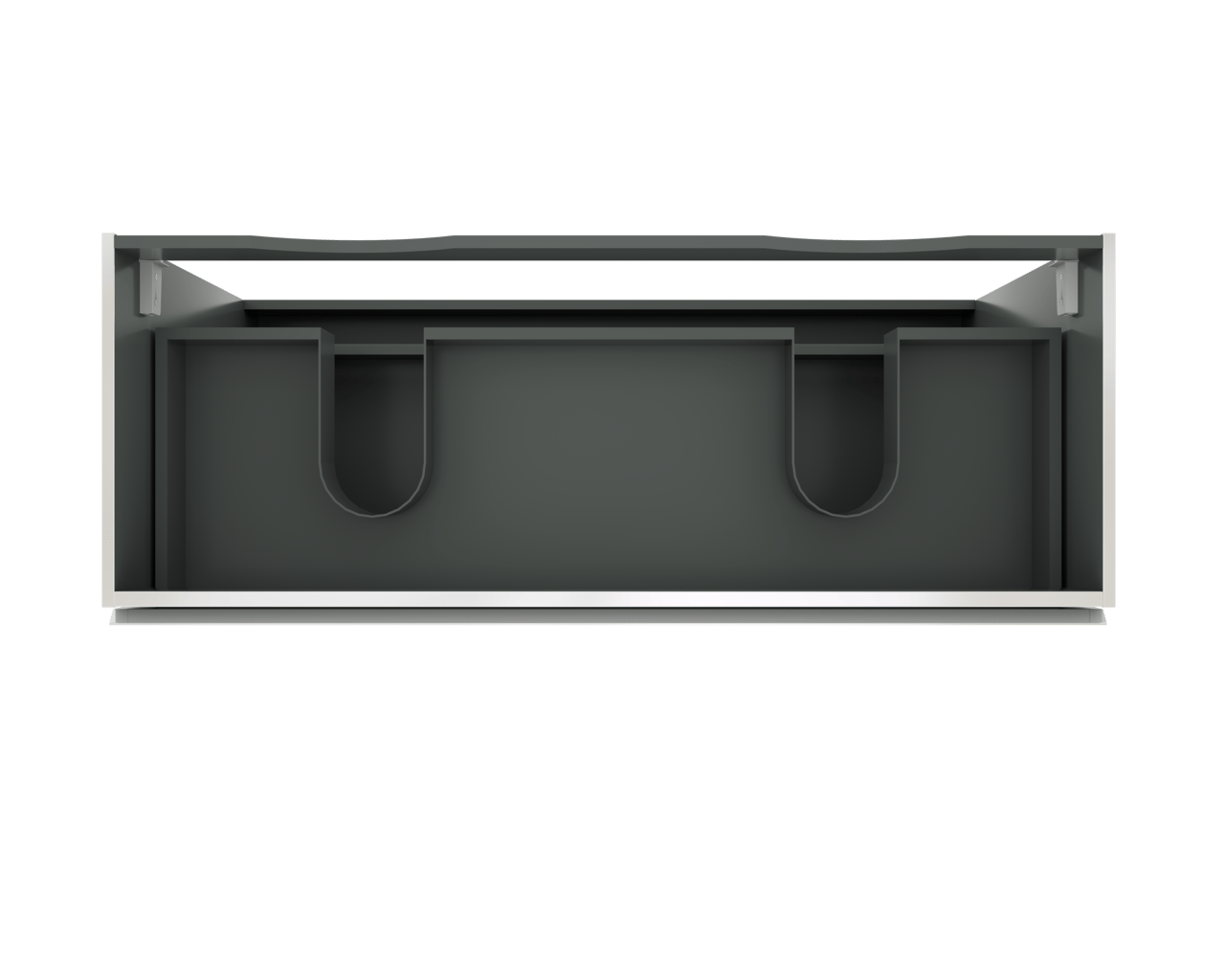 Linie Lado meuble salle de bains à poser 120 x 46 cm blanc brillant avec Lado tablette simple ou double en mélaminé ardoise gris