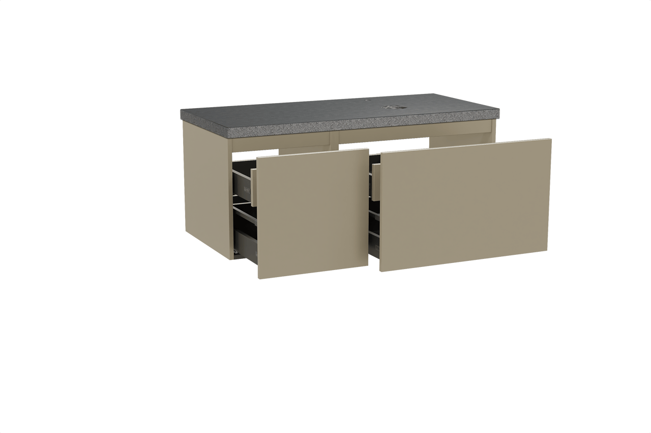 Balmani Sfera zwevend badmeubel 120 x 55 cm dune met Rock asymmetrisch rechtse wastafel in zwart graniet
