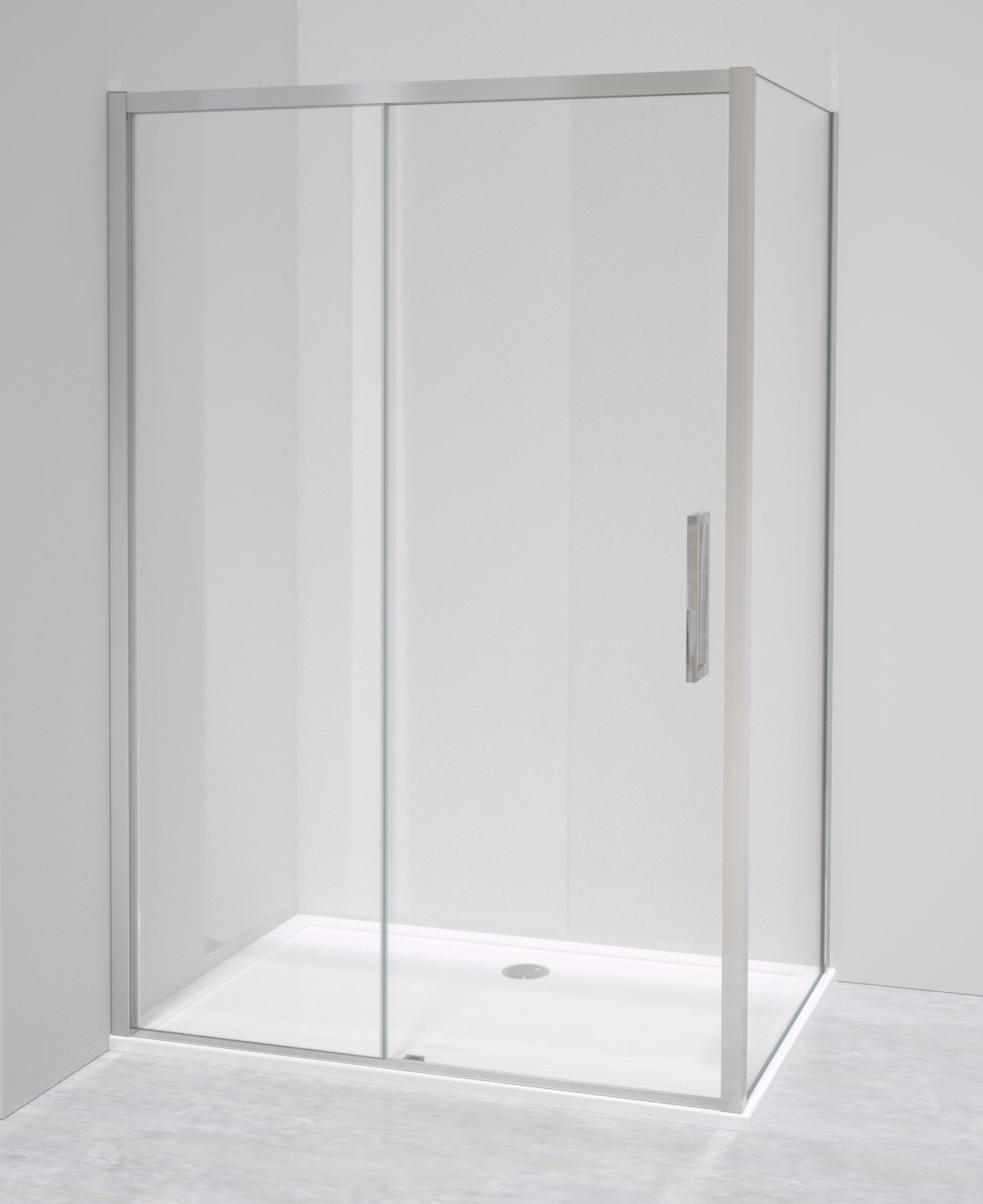 Luca Varess Senses douchehoek met schuifdeur en vaste zijwand 90 x 140 cm helder glas glanzend chroom profiel