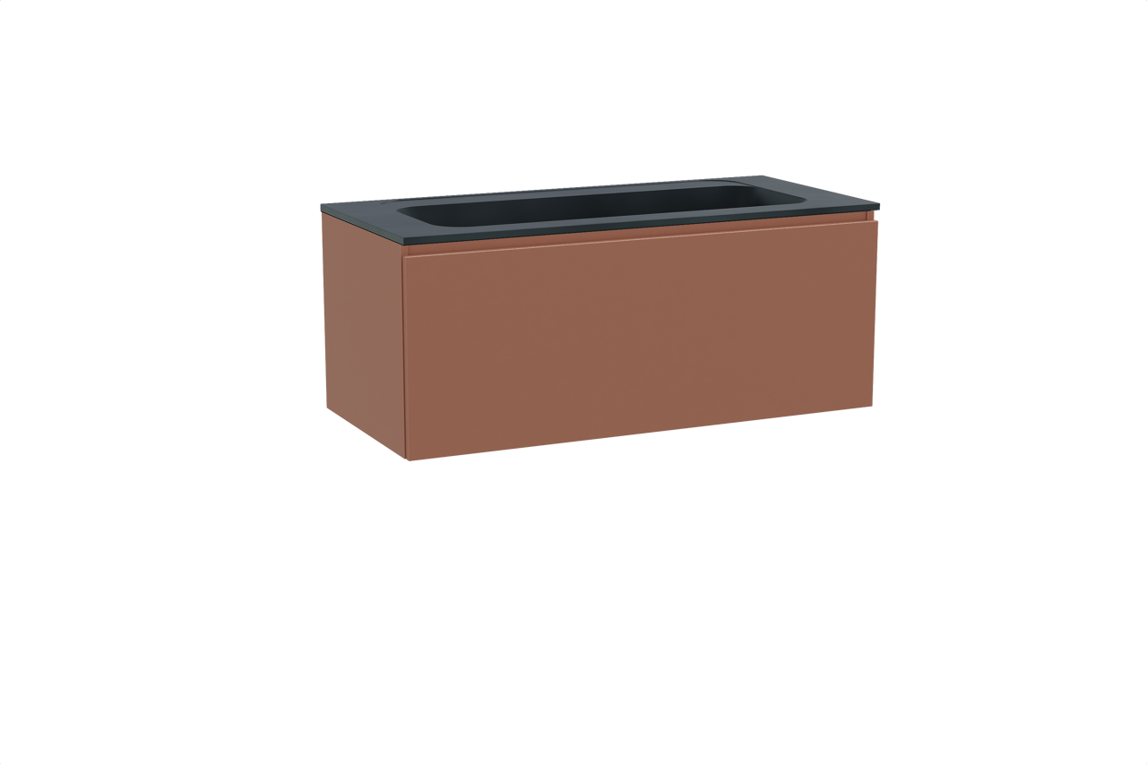 Balmani Sfera meuble salle de bains suspendu 120 x 55 cm cotto avec Tablo Strada lavabo simple pour 2 trous de robinet en marbre composite noir mat