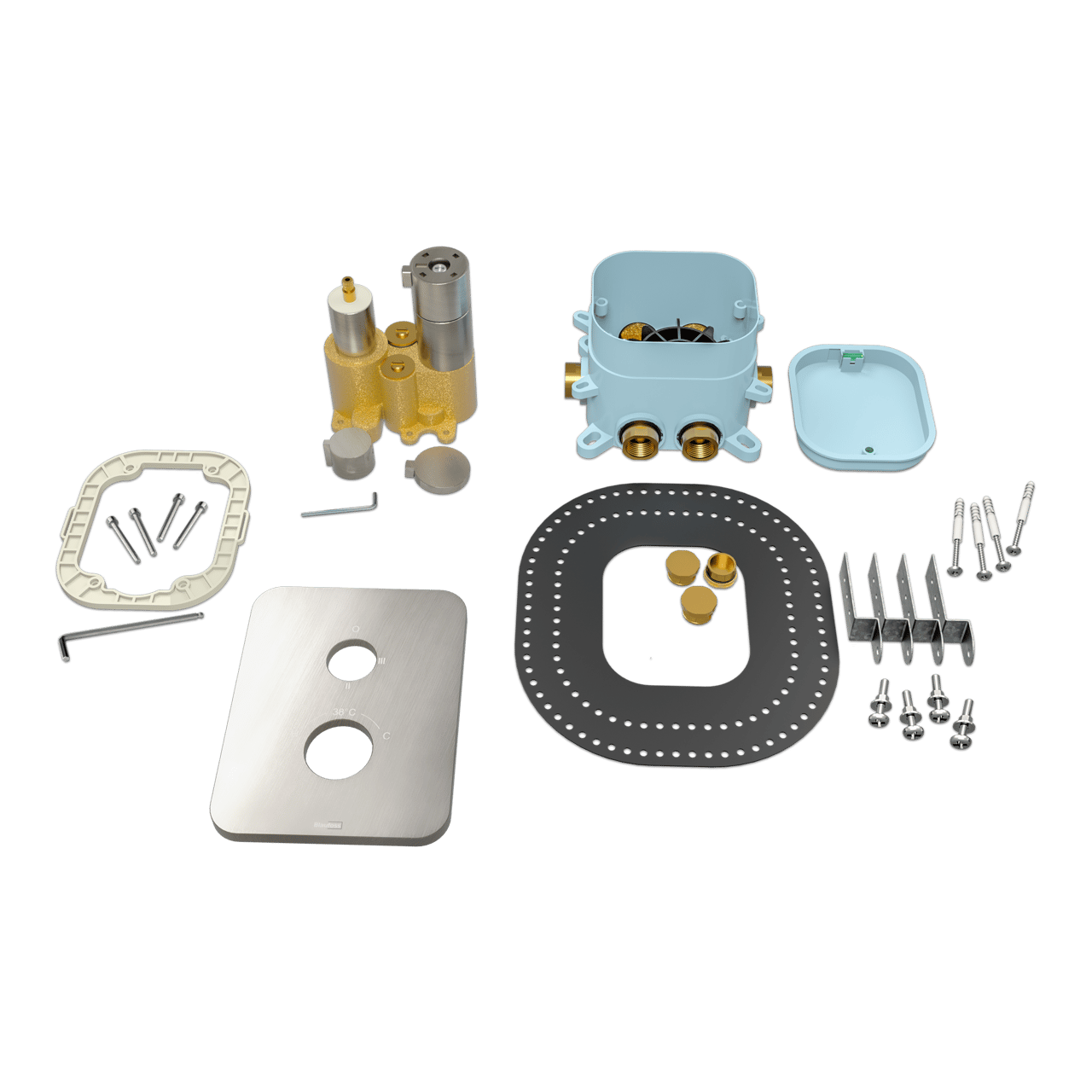 Blaufoss Smartbox Softline Thermostat-Duscharmatur: Unterputz, für 2 Verbraucher, Chrom glänzend, Einbauelement inklusive