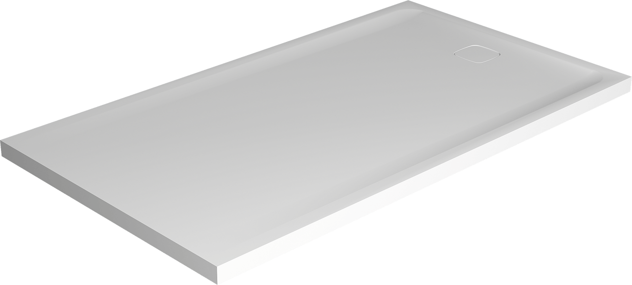 Balmani Bayou Duschwanne: 160 x 90 cm, Solid Surface, Weiß matt