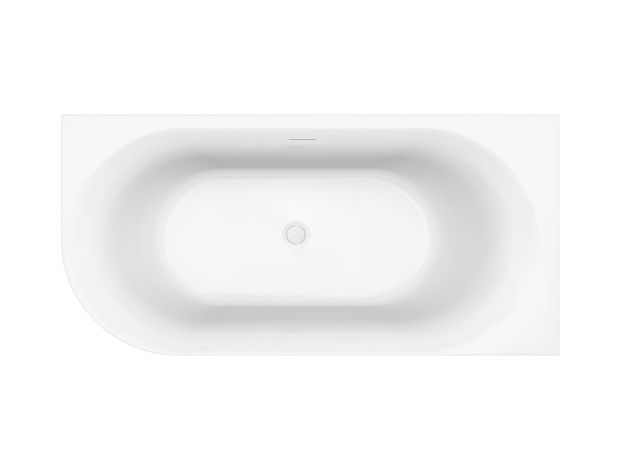 Luca Varess Otello baignoire d'angle droite duo 170 x 80 cm acrylique blanc mat, bonde incluse