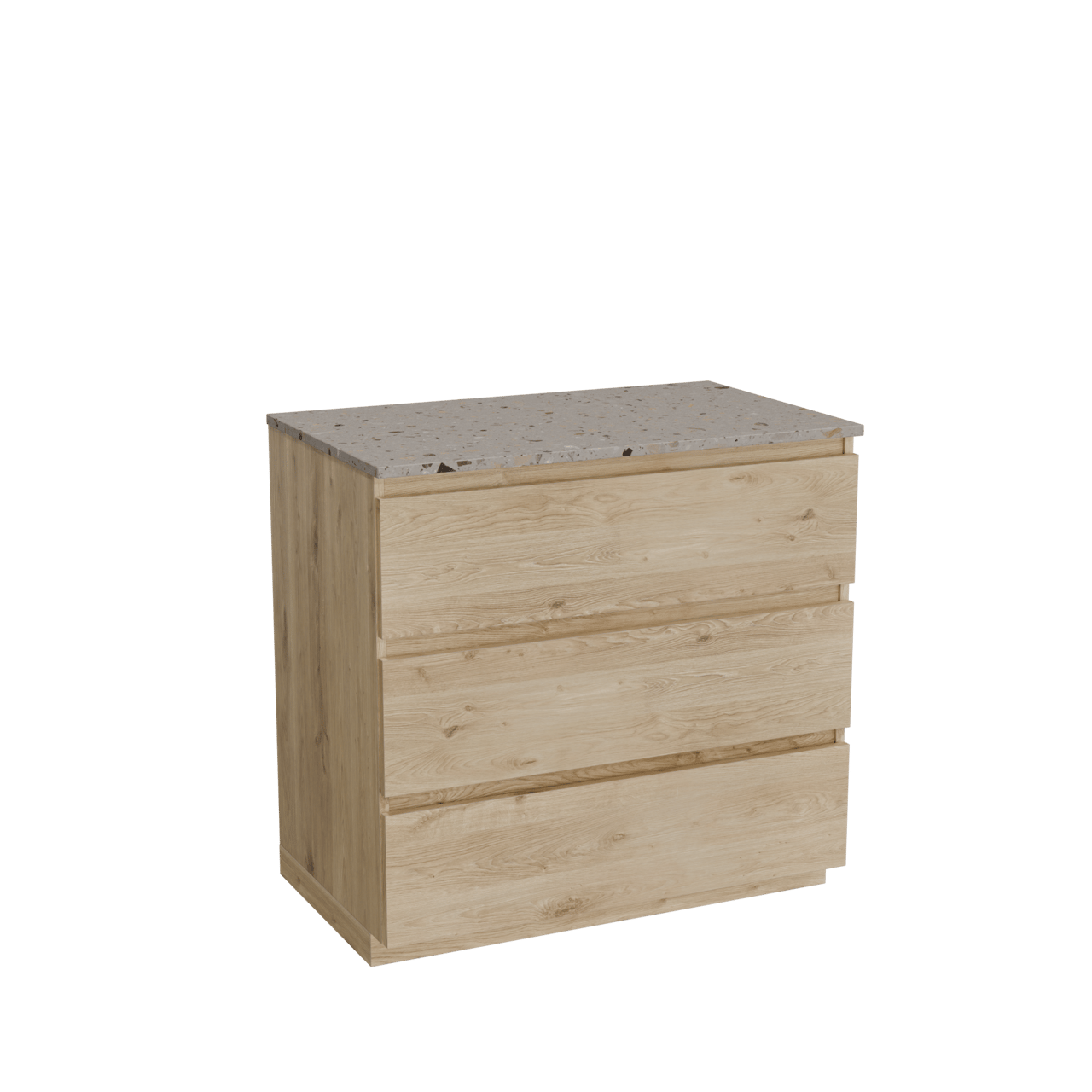 Balmani Lucida meuble salle de bains à poser 90 x 55 cm chêne brut avec Stretto tablette simple en terrazzo greige terrazzo