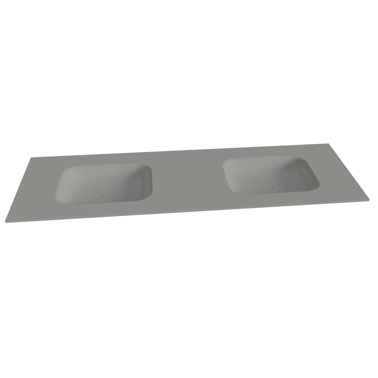 Balmani Tablo Arcato dubbele wastafel met afvoerplug mat steengrijze Solid Surface 180 x 55 cm