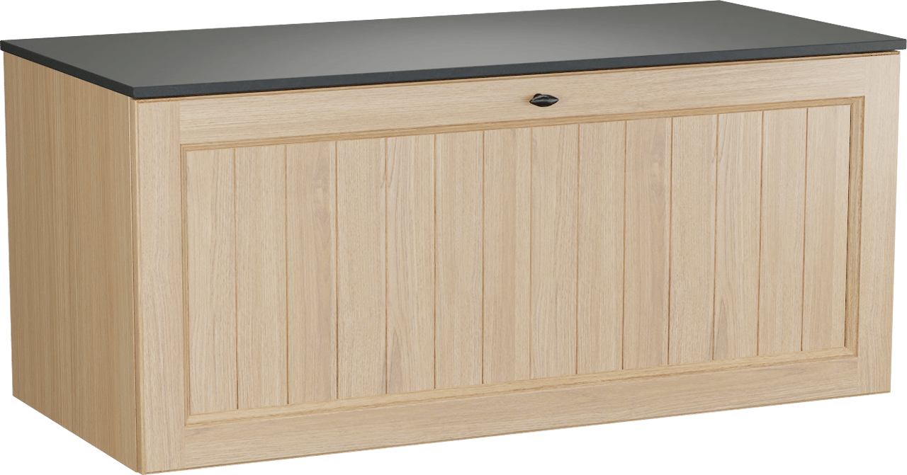 Balmani Lemon zwevend badkamermeubel 120 x 55 cm, fineer natuur eik met Stretto enkel tablet in graniet zwart