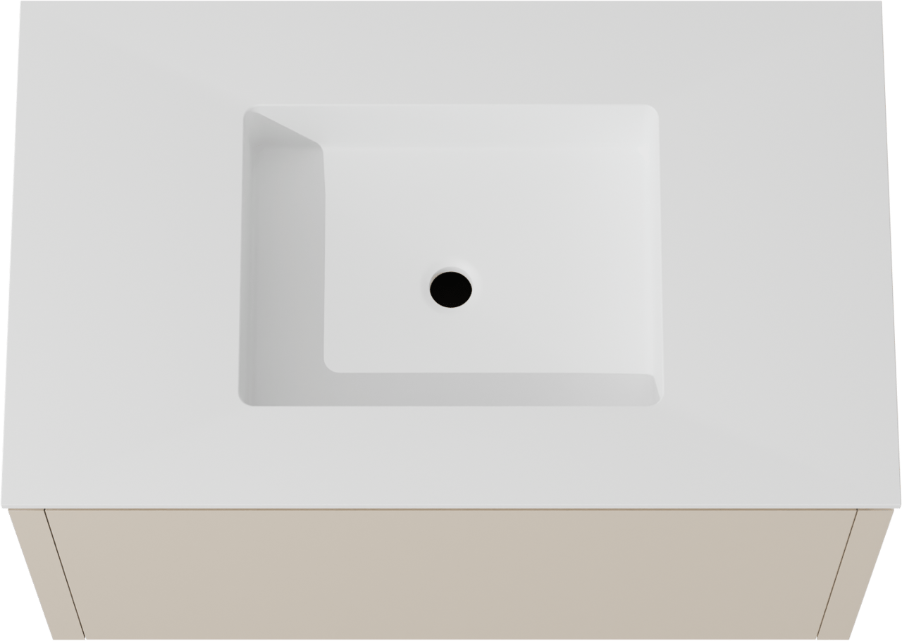 Balmani Eclips hängendes Möbelstück Set: 90 x 55 cm, Sandbeige, mit Tablo Stretto Einzelwaschtisch Solid Surface Weiβ matt