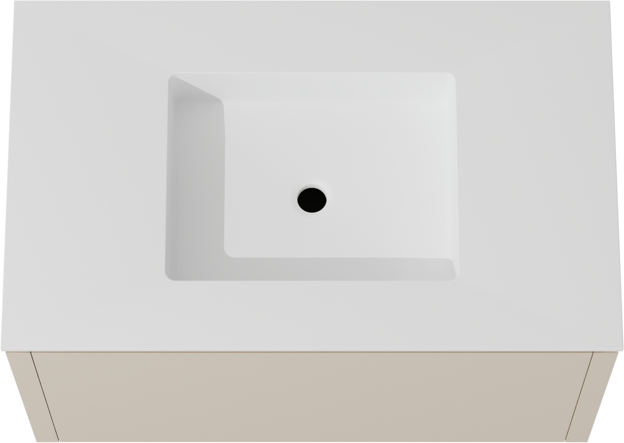 Balmani Eclips meuble salle de bains suspendu 90 x 55 cm Sandbeige avec Tablo Stretto plan simple en Solid Surface blanc mat