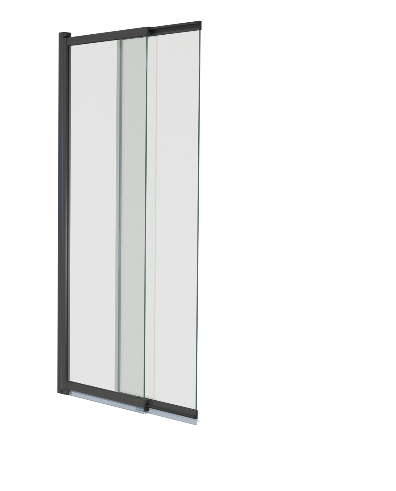 Luca Varess Vetras erweiterbare Badewannenaufsatz 100 cm, Klarglas, Schwarzes Profil