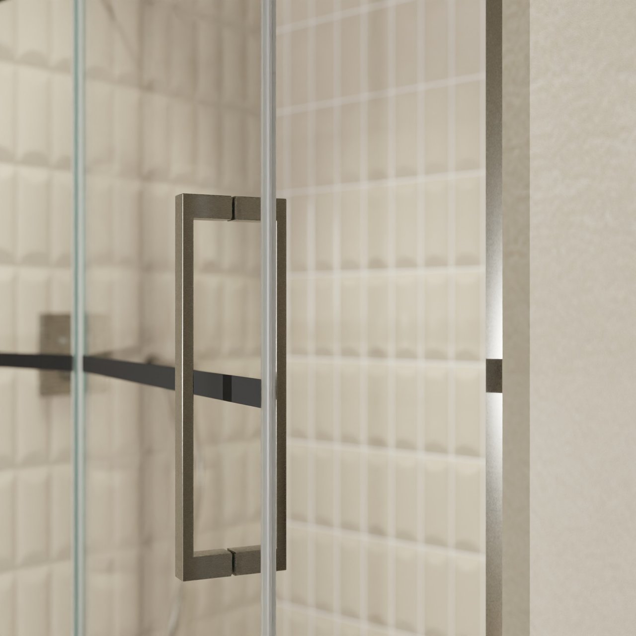 Balmani Senses Design douche draaideur links 140 cm x 210 cm Lined glas, Brushed GunMetal profielen, met coating