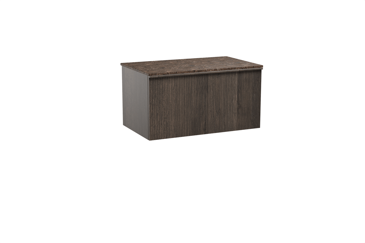 Balmani Forma Badmöbel Set mit Stretto Waschtischplatte für Aufsatzwaschbecken