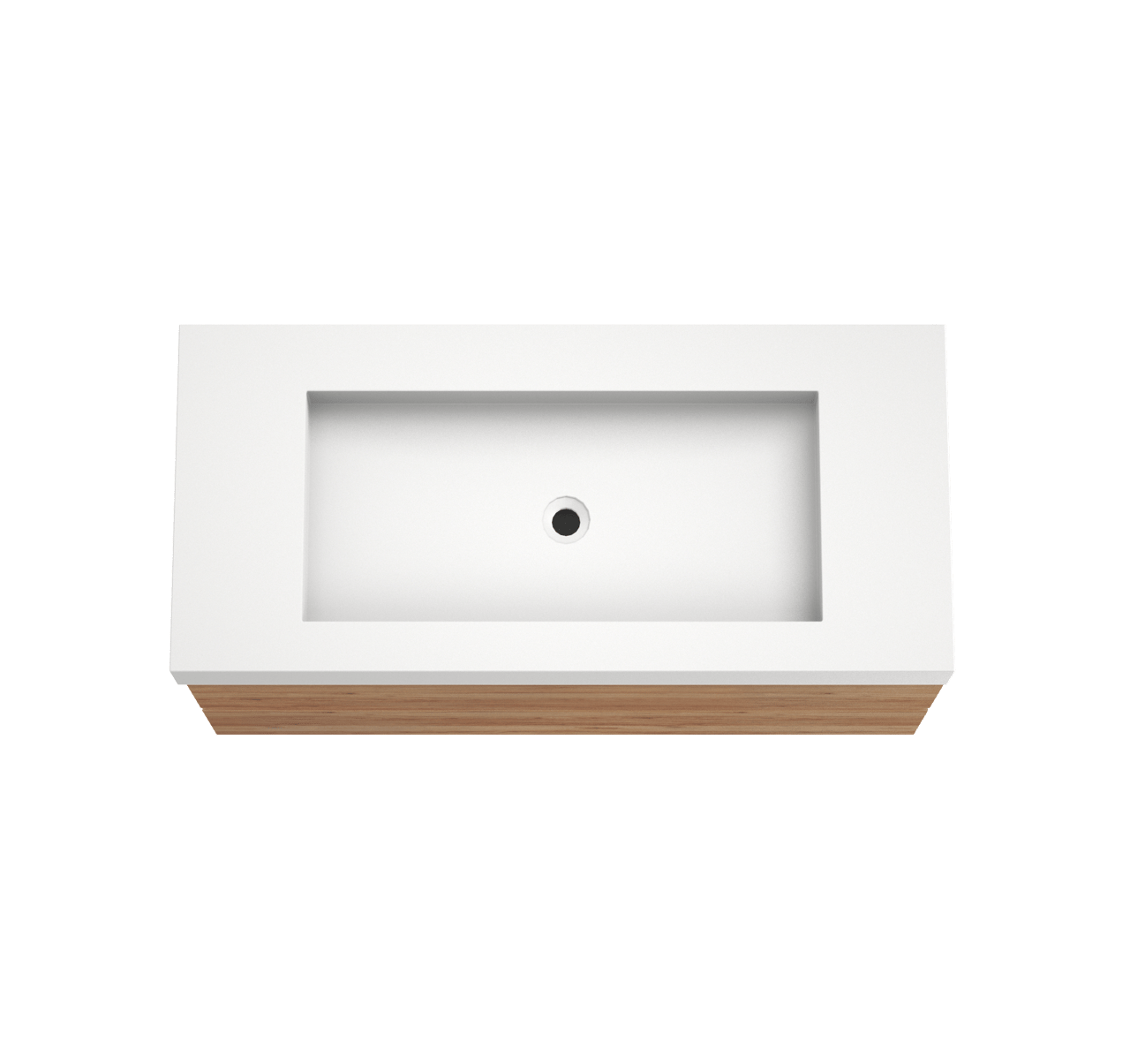 Balmani Lucida hängendes Möbelstück Set: 120 x 55 cm, Teak, mit Modus Einzelwaschtisch für 2 Armaturenlöcher, Solid Surface Weiß matt