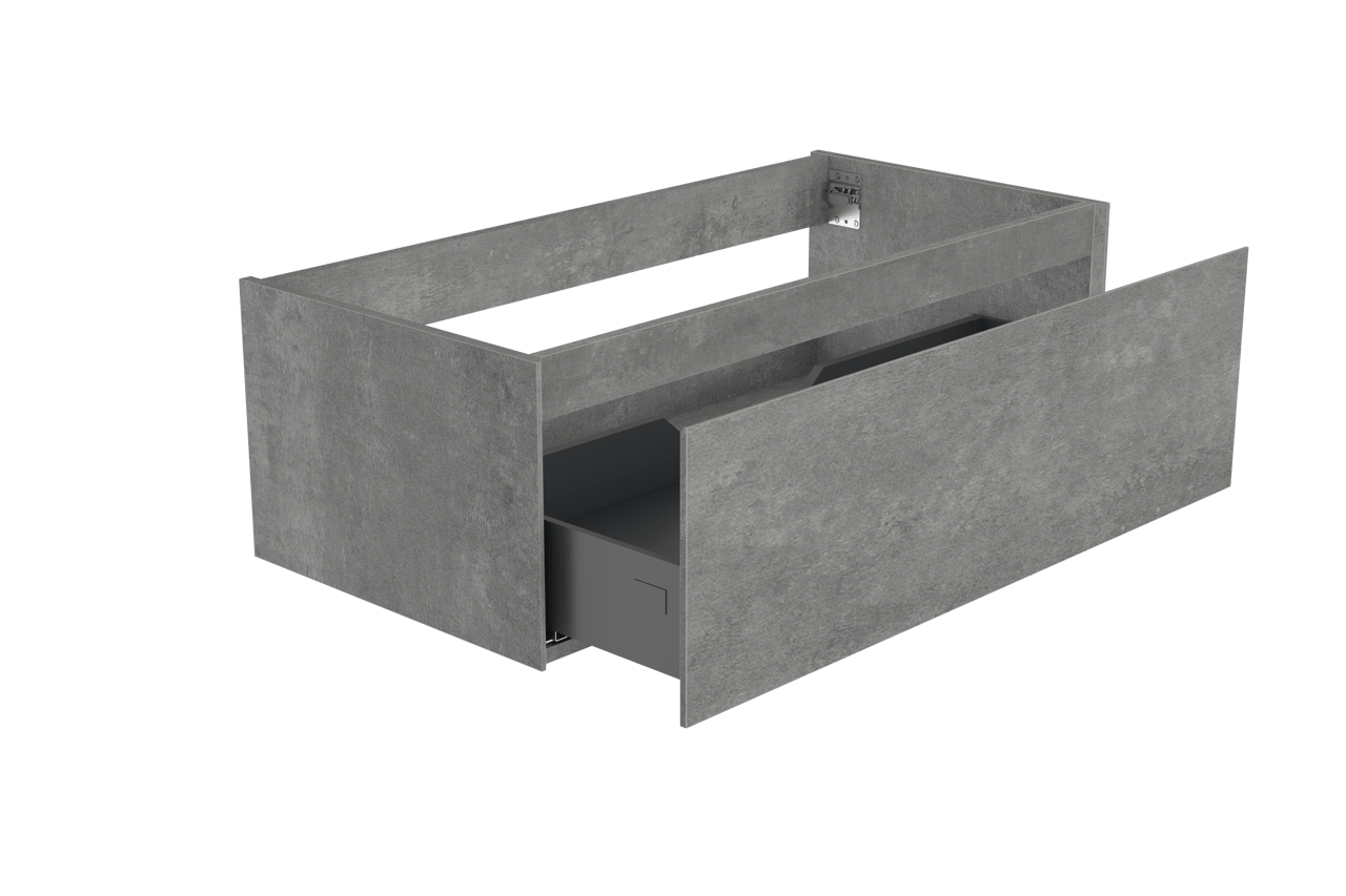 Storke Edge hängender Waschbeckenunterschrank: 105 x 52 cm, Beton dunkelgrau, 1 Schublade