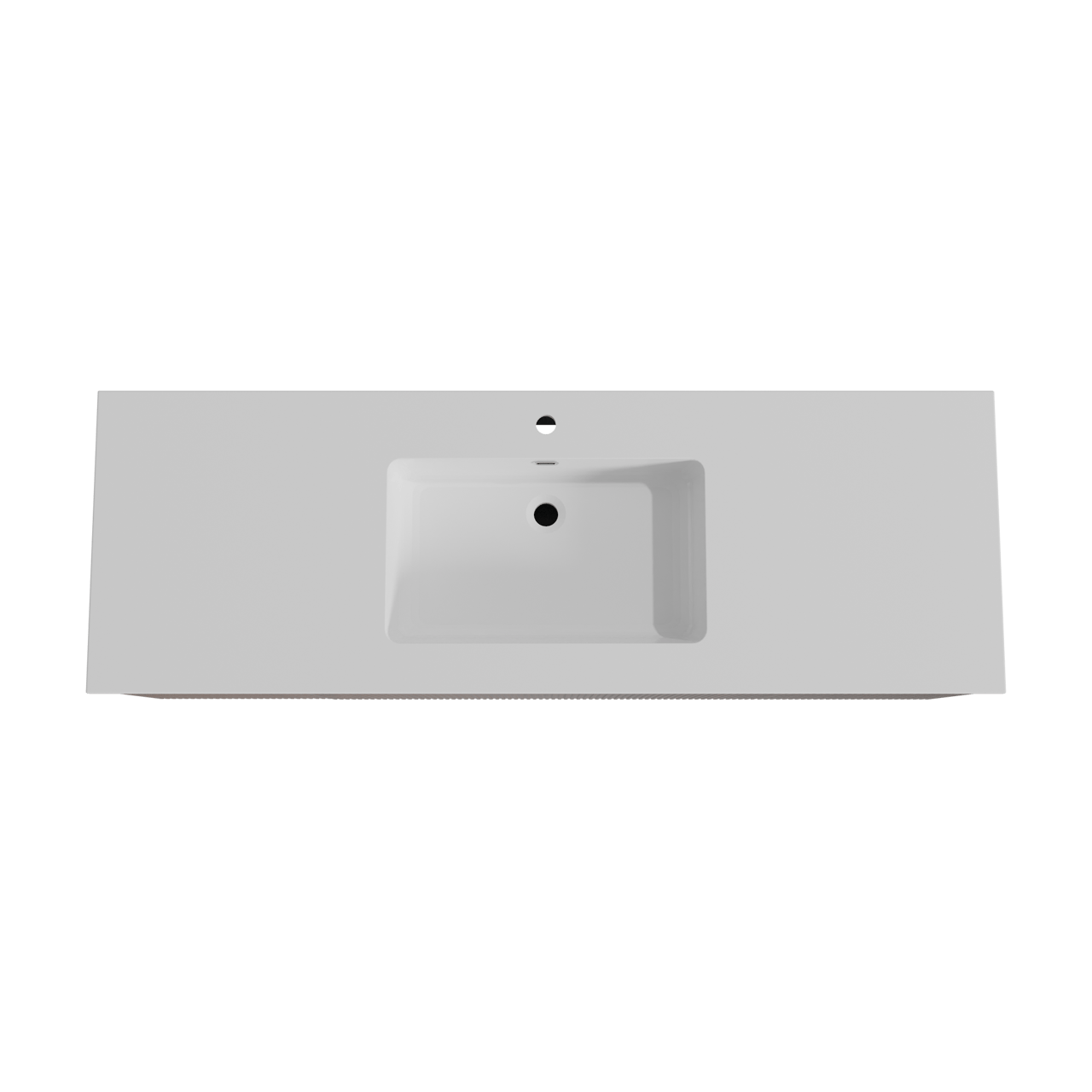 Storke Ribs meuble salle de bains suspendu 155 x 52 cm noyer avec Diva plan simple en marbre composite blanc brillant, Nervure droite symétrique verticale