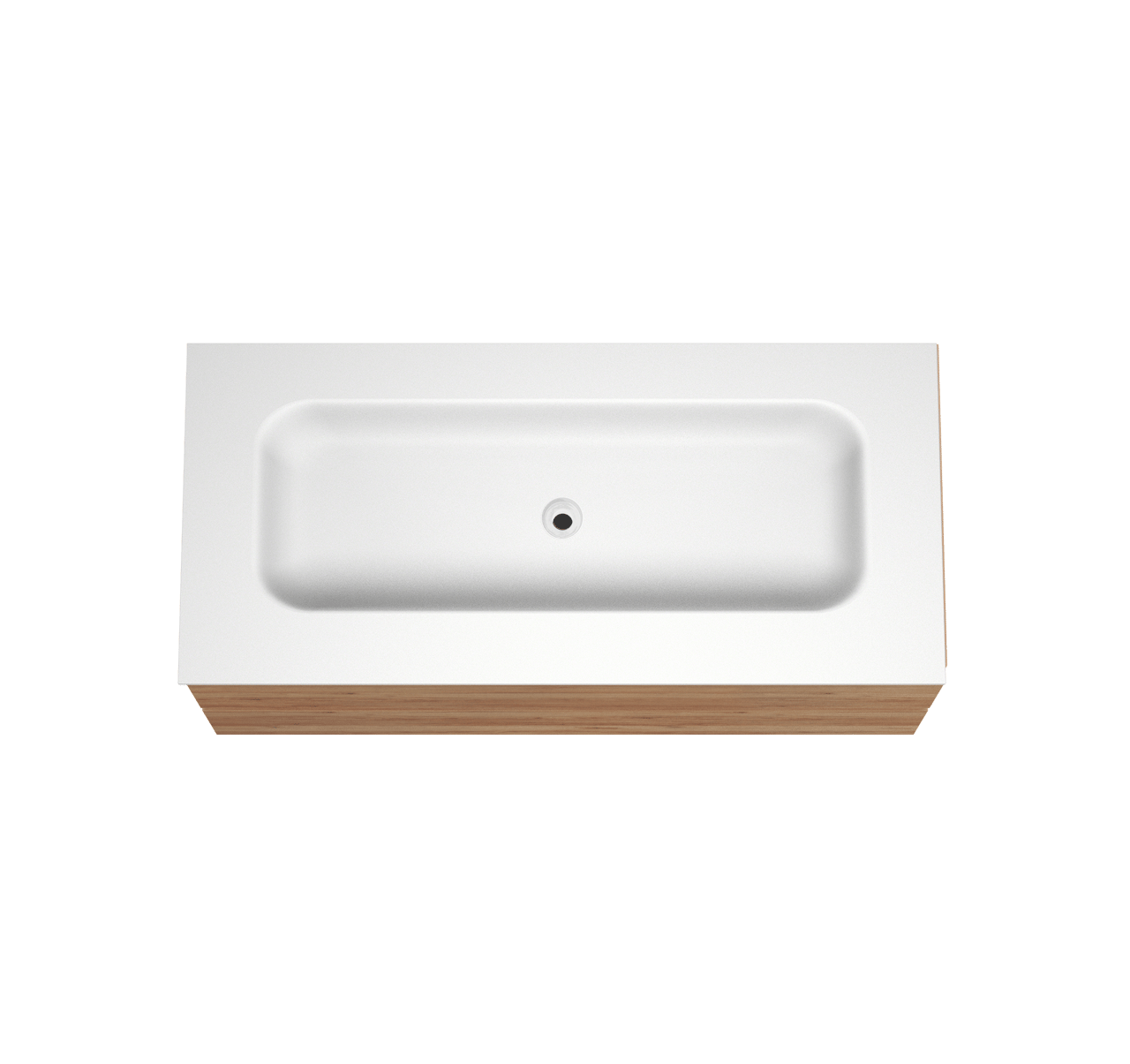 Balmani Lucida hängendes Möbelstück Set: 120 x 55 cm, Teak, mit Tablo Arcato Einzelwaschtisch für 2 Armaturenlöcher, Solid Surface Weiß matt