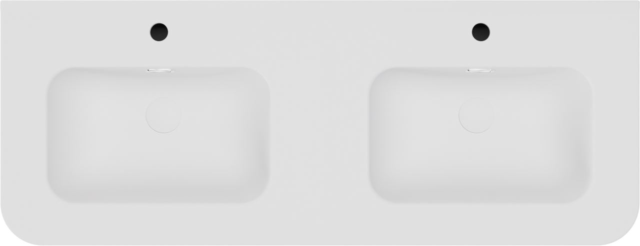 Storke Soft meuble salle de bains suspendu 120 x 46 cm noyer avec Kera Soft double vasque en porcelaine blanc mat