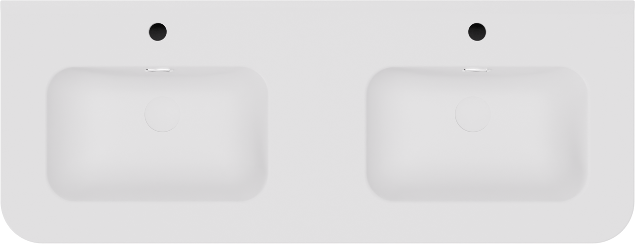 Storke Soft hängendes Möbelstück Set: 120 x 46 cm, Nussbaum, mit Kera Soft Doppelwaschtischplatte Keramik Weiβ matt