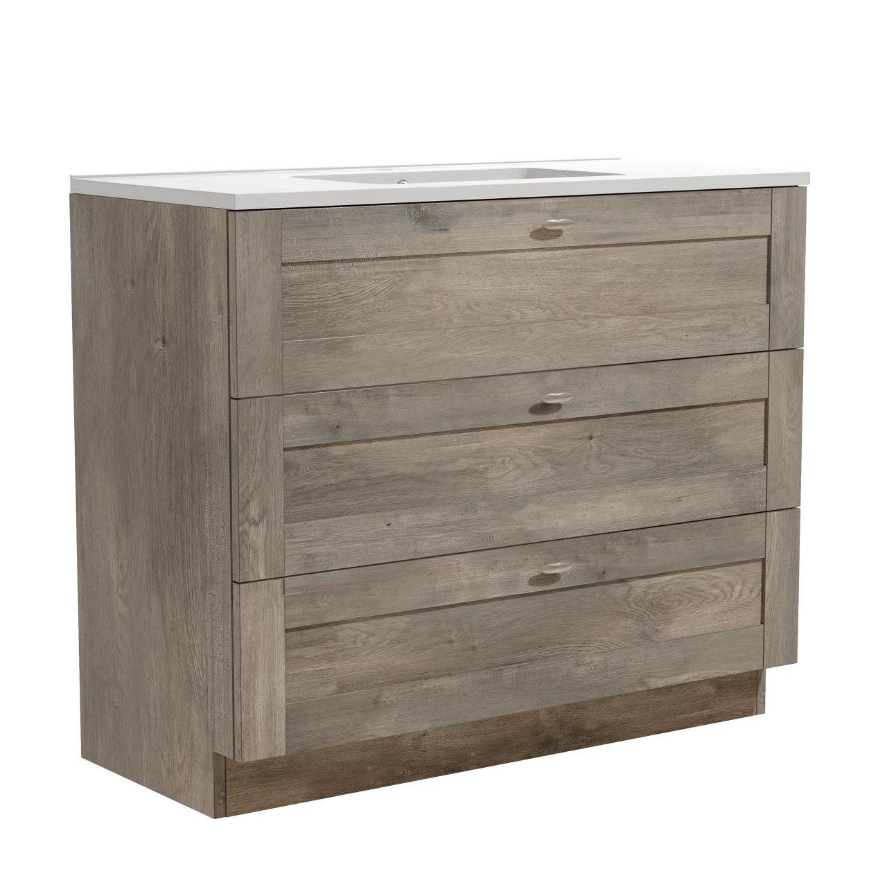 Linie Classo freistehendes Möbelstück Set: 100 x 46 cm, Graue Eiche, mit Vano Einzelwaschtisch, Marmorkomposit Weiß glänzend