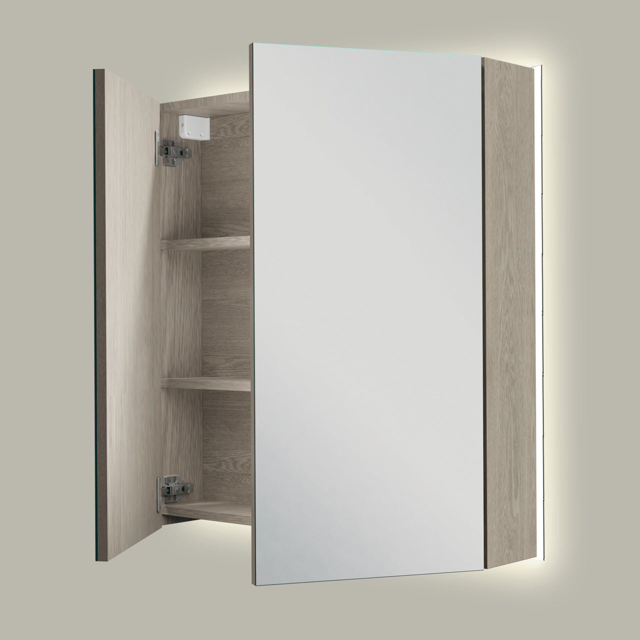 Linie Montro armoire de toilette lumineuse 70 x 75 cm chêne gris