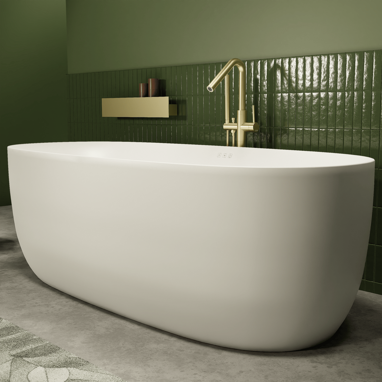 Luca Varess Bolla Whirlpool: Oval, mit Luftdüsen, 180 x 80 cm, Acryl, Weiß matt