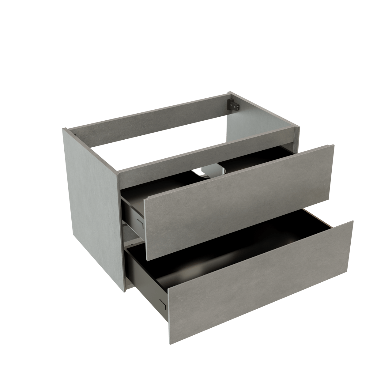 Storke Edge hängender Waschbeckenunterschrank: 85 x 52 cm, Beton dunkelgrau, 2 Schubladen