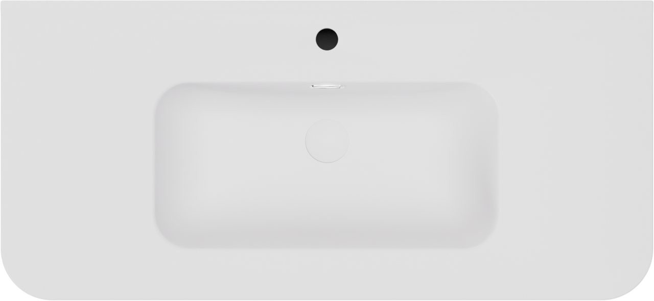 Storke Soft hängendes Möbelstück Set: 100 x 46 cm, Nussbaum, mit Kera Soft Einzelwaschtisch Keramik Weiβ matt, Vertikale symmetrische gerade Rippe