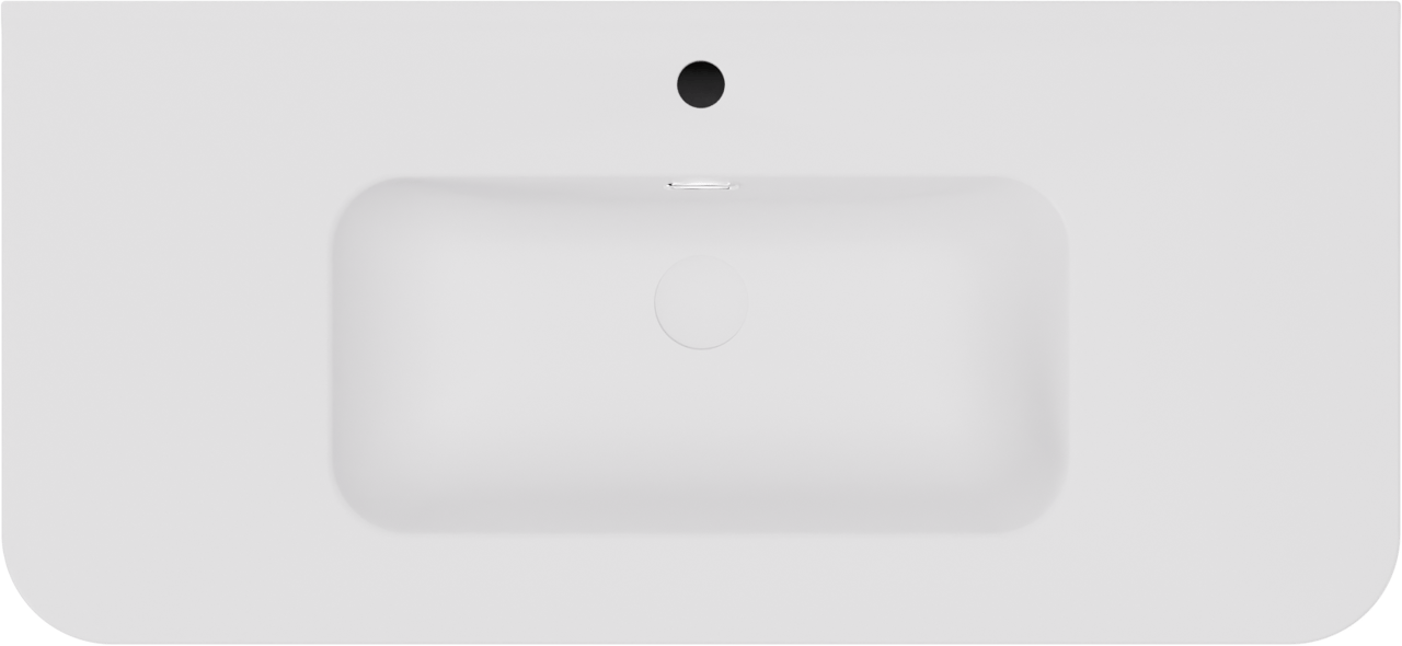 Storke Soft hängendes Möbelstück Set: 100 x 46 cm, Nussbaum, mit Kera Soft Einzelwaschtisch Keramik Weiβ matt, Vertikale symmetrische gerade Rippe