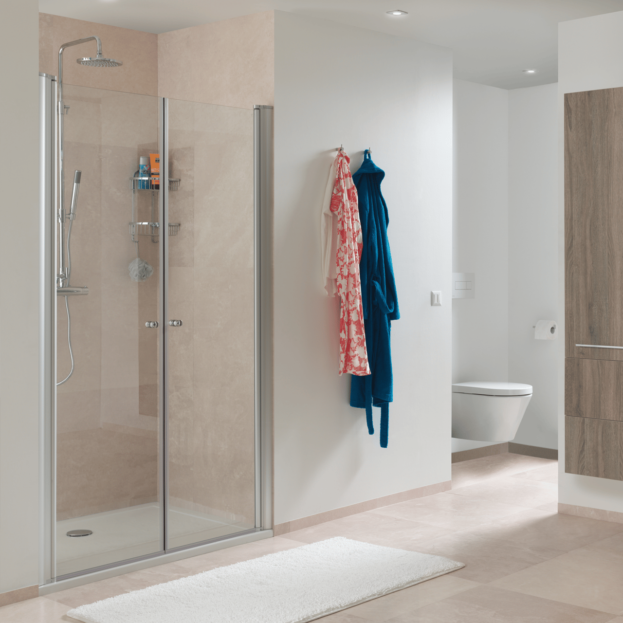 Luca Varess Cyrus douche pendeldeur 100 x 195 cm helder glas mat aluminium profiel