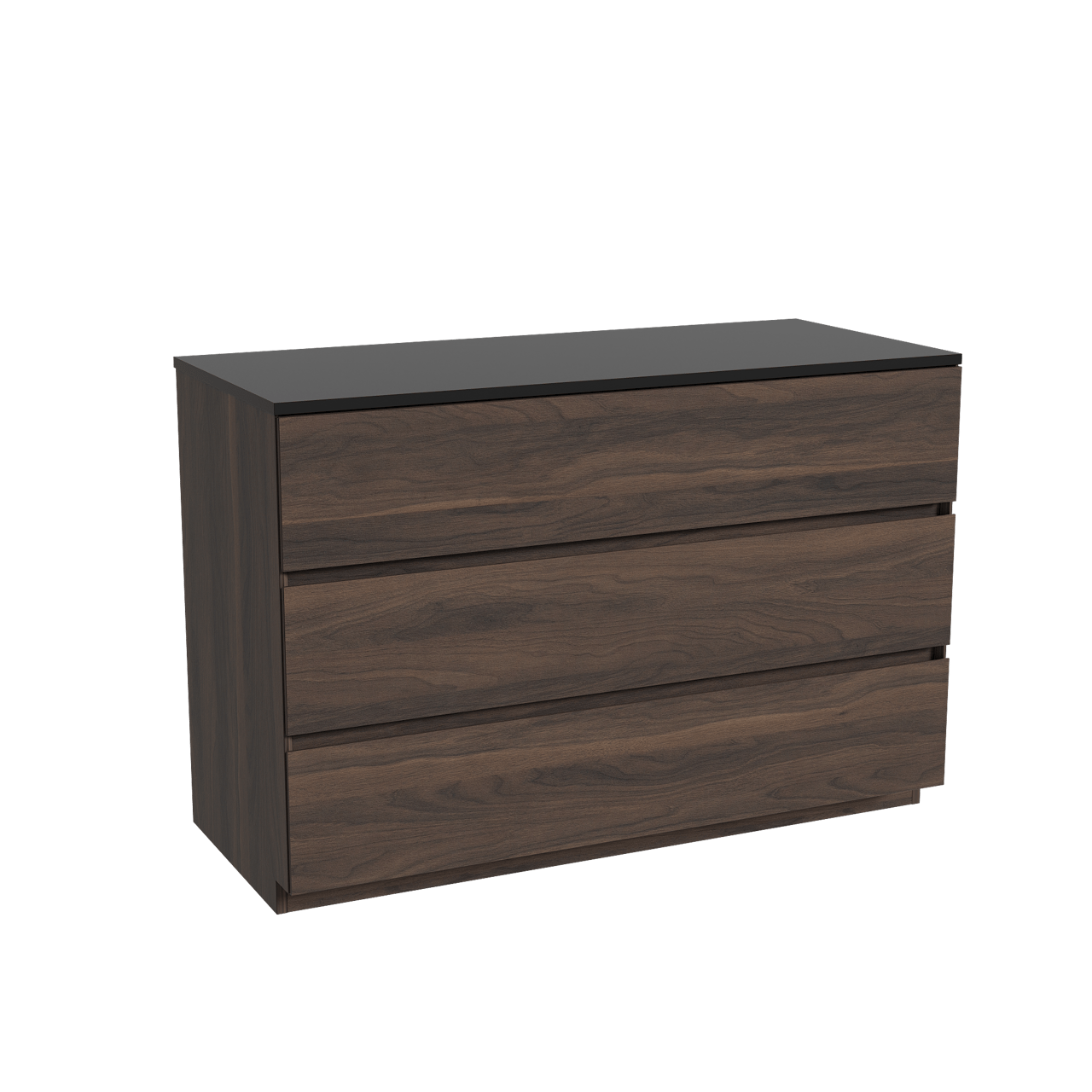 Storke Edge freistehendes Möbelstück Set: 120 x 52 cm, Nussbaum, mit Panton Einzel- oder Doppel Waschtischplatte, Pulverbeschichtetes MDF Schwarz matt