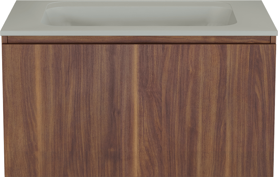 Balmani Sfera by Lucida meuble salle de bains suspendu 90 x 55 cm noyer américain avec Tablo Strada plan simple en marbre composite soie grise